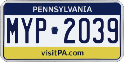PA license plate MYP2039