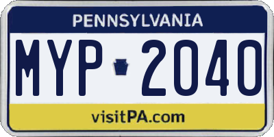 PA license plate MYP2040