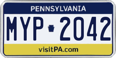 PA license plate MYP2042