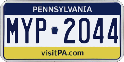 PA license plate MYP2044