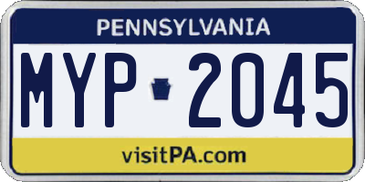 PA license plate MYP2045