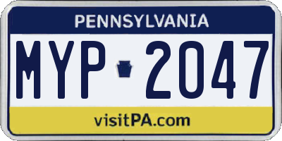 PA license plate MYP2047
