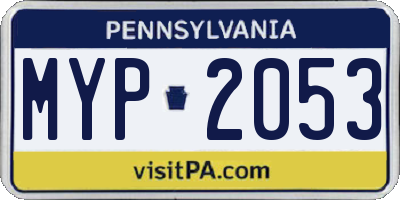 PA license plate MYP2053
