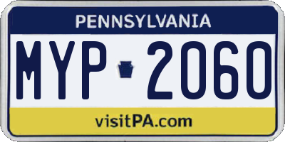 PA license plate MYP2060