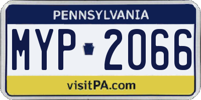 PA license plate MYP2066