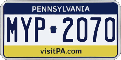 PA license plate MYP2070