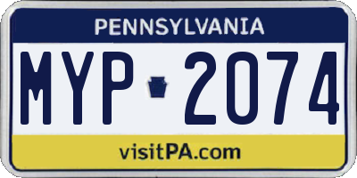 PA license plate MYP2074