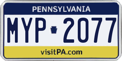 PA license plate MYP2077