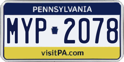 PA license plate MYP2078