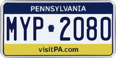 PA license plate MYP2080