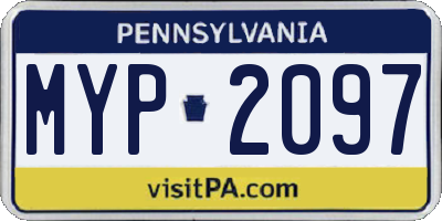PA license plate MYP2097