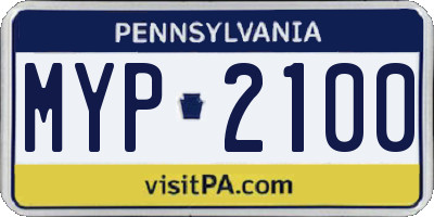 PA license plate MYP2100