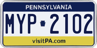 PA license plate MYP2102