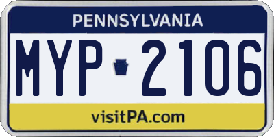 PA license plate MYP2106