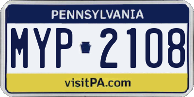 PA license plate MYP2108
