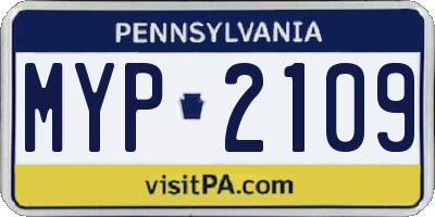 PA license plate MYP2109