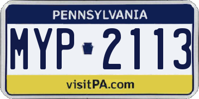 PA license plate MYP2113