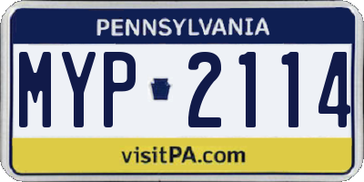 PA license plate MYP2114