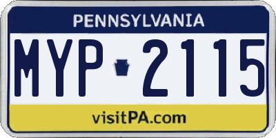 PA license plate MYP2115