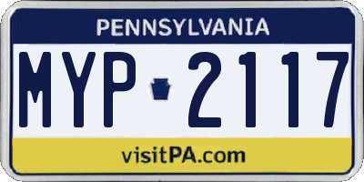 PA license plate MYP2117