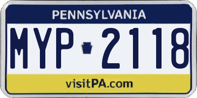 PA license plate MYP2118