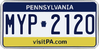 PA license plate MYP2120