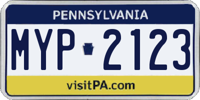 PA license plate MYP2123