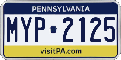PA license plate MYP2125