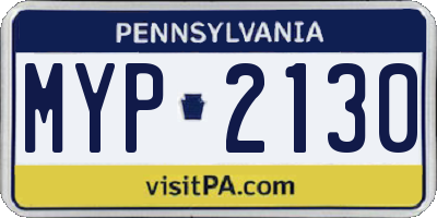 PA license plate MYP2130