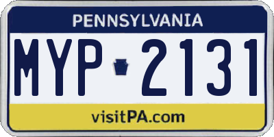 PA license plate MYP2131