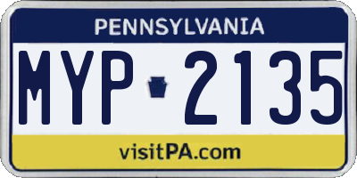 PA license plate MYP2135