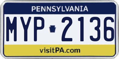 PA license plate MYP2136