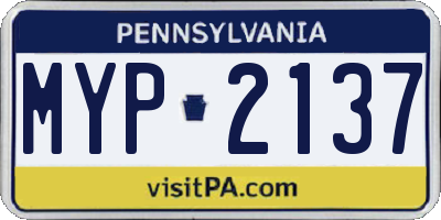 PA license plate MYP2137