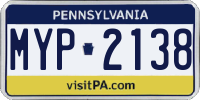 PA license plate MYP2138