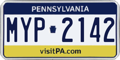 PA license plate MYP2142