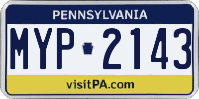 PA license plate MYP2143