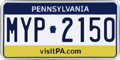 PA license plate MYP2150
