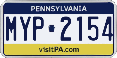 PA license plate MYP2154