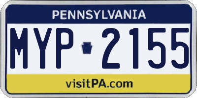 PA license plate MYP2155