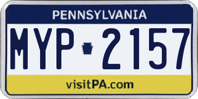 PA license plate MYP2157