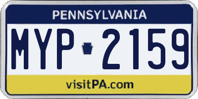 PA license plate MYP2159