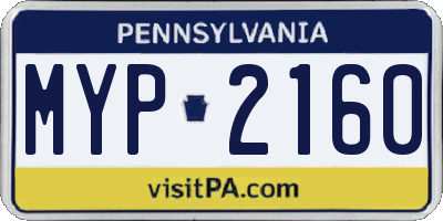 PA license plate MYP2160