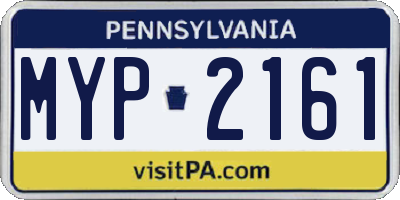 PA license plate MYP2161