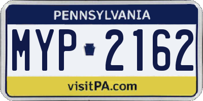 PA license plate MYP2162