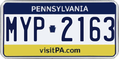 PA license plate MYP2163