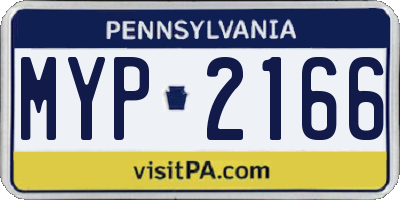 PA license plate MYP2166