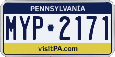 PA license plate MYP2171