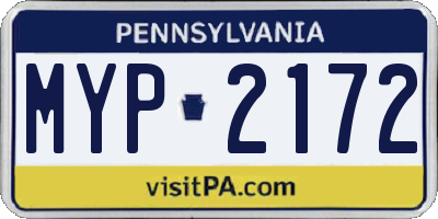 PA license plate MYP2172