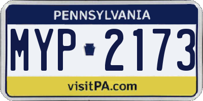 PA license plate MYP2173