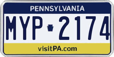 PA license plate MYP2174